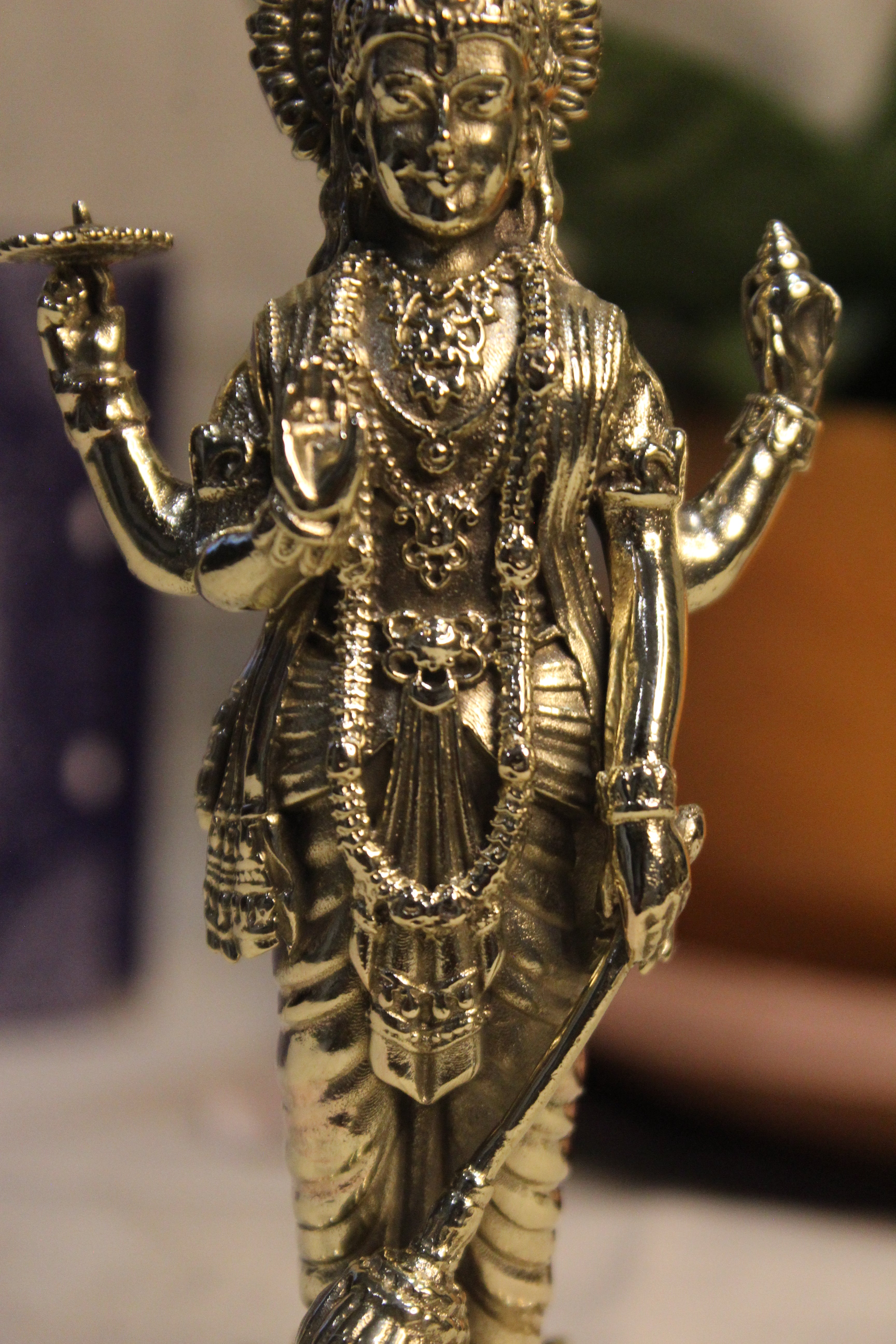 Vishnu Brass Standing Murti In Brass - 5"